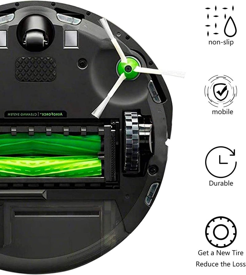 Garbage fighter إطارات مقاتلة القمامة لسلسلة عجلات IROBOT ROOMBA 500، 600، 700، 800 و900، e5، e6، i7، مضادة للانزلاق، التصاق رائع وسهل التجميع، استبدال العجلة لجميع موديلات رومبا (أسود 4 عبوات) - Image 3